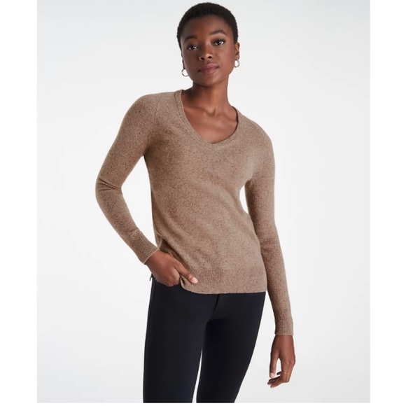 Ann Taylor 100% Cashmere Speckled V Neck Sweater - Picture 1 of 9